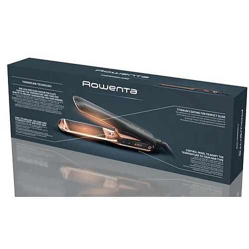 Выпрямитель Rowenta Thermocare Ultimate Experience, темп. режимов-5, 150-210С, дисплей, керамика, черно-золотой
