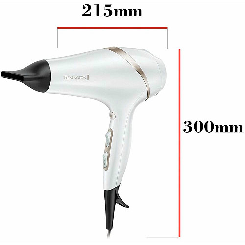 Фен Remington HydraLuxe, 2300Вт, 3 режима, диффузор, иониз-я, холл. обдув, белый