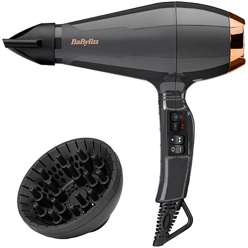 Фен Babyliss Air Pro, 2200Вт, 2 режима, диффузор, иониз-я, холл. обдув, черный