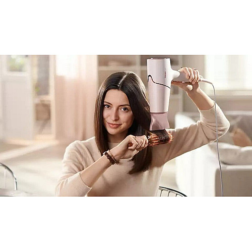 Фен Philips 5000 Series, 2300Вт, 3 режими, дифузор, іоніз-я, хол. обдув, біло-рожевий