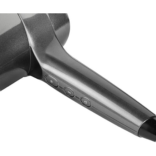 Фен Babyliss Titanium Shine, 1600Вт, 3 режима, ионизация, холл. обдув, 2 насадки, темно-серый