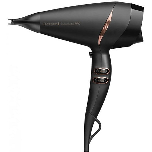 Фен Remington Supercare PRO 2200 AC motor, 2200Вт, 3 режима, диффузор, иониз-я, холл. обдув, черный