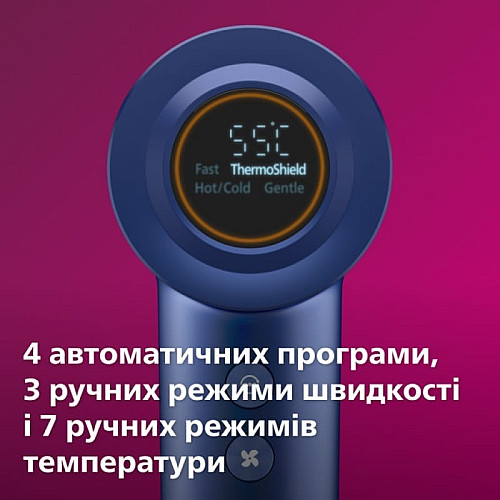Фен Philips 8000 Series, 1400Вт, 3 режима, ионизация, холл. обдув, турборежим, аквамарин