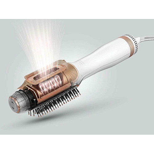 Фен-щетка Rowenta Reverso Dry&Brush 2в1, 1200Вт, 3 режима, иониз-я, холл. обдув, насадок-2, керамика, бело-золотистый.