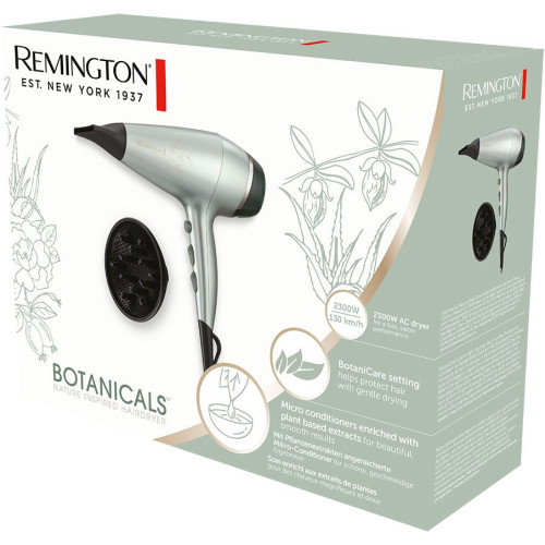 Фен Remington Botanicals, 2300Вт, 3 режими, дифузор, іоніз-я, хол. обдув, м'ятний