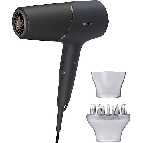 Фен Philips 5000 Series, 2300 Вт, 3 режима, диффузор, иониз-я, холл. обдув, черный