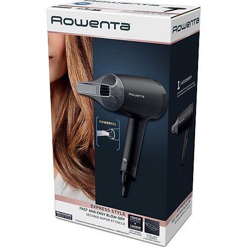 Фен Rowenta Express Style Blow-Dryer, 1600Вт, 2 режима, холл. обдув, черный