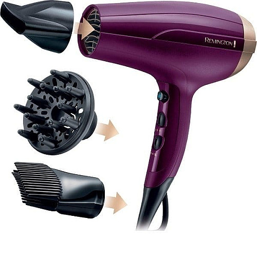 Фен Remington Your Style, 2300Вт, 3 режима, диффузор, насадка для прикорневого объема, иониз-я, холл. обдув, фиолетовый