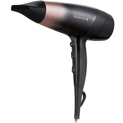 Фен Remington Rose Shimmer, 2200Вт, 3 режима, диффузор, иониз-я, холл. обдув, черно-розовый