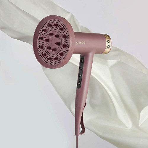 Фен Remington AIRvive, 1600Вт, 3 режима, диффузор, иониз-я, холл. обдув, фиолетово-золотой
