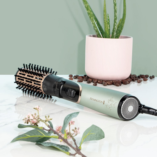 Фен-щітка Remington Botanicals, 800Вт, 2 режими, іоніз-я, оберт., хол. обдув, кераміка, м'ятно-чорний