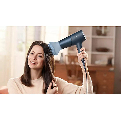 Фен Philips 5000 Series, 2300Вт, 3 режима, диффузор, иониз-я, холл. обдув, темно-синий