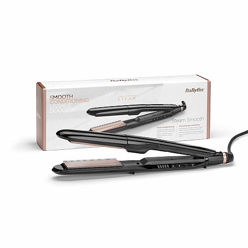 Випрямляч Babyliss Steam Smoth, темп.режимів-5, 150-230°C, з парою, термо килимок, кераміка, чорний