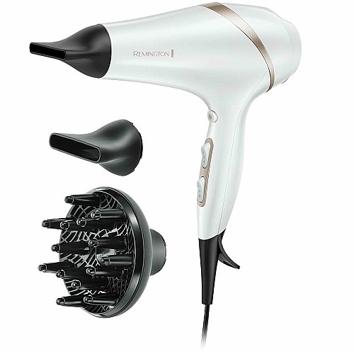 Фен Remington HydraLuxe, 2300Вт, 3 режима, диффузор, иониз-я, холл. обдув, белый