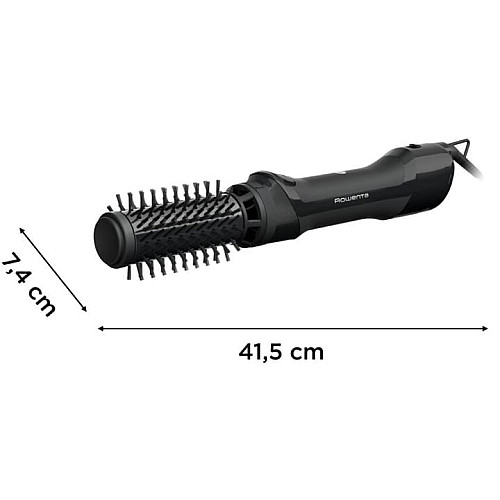 Фен-щетка Rowenta Renewal Brush Active, 1000Вт, 3 режима, иониз-я, холл. обдув, оборот. насадка, 2 насадки, керамика, черный
