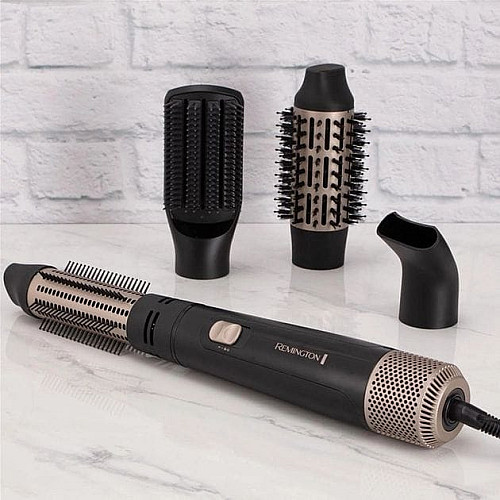 Фен-щетка Remington Blow Dry&Style Caring, 1000Вт, 2 режима, иониз-я, холл. обдув, чехол, керамика, черно-золотой