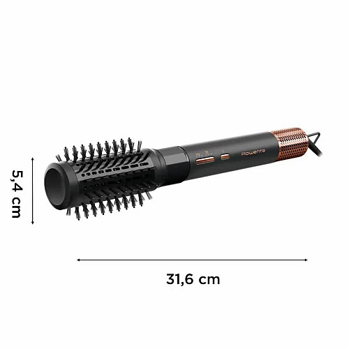 Фен-щетка Rowenta Air Shape, 1300Вт, 3 режима, иониз-я, холл. обдув, 4 насадки, керамика, черно-золотой