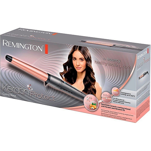 Плойка Remington Keratin Protect, конусная, 48Вт, темп. режимов-5, D-19-28mm, 150-210С, керамика, серебристый