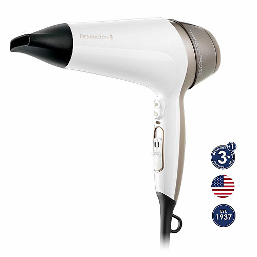 Фен Remington Thermacare Pro, 2200Вт, 3 режима, диффузор, иониз-я, холл. обдув, турбо режим, бело-коричневый
