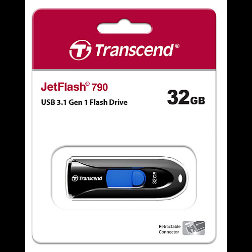 Накопичувач Transcend  32GB USB 3.1 Type-A JetFlash 790 Чорний