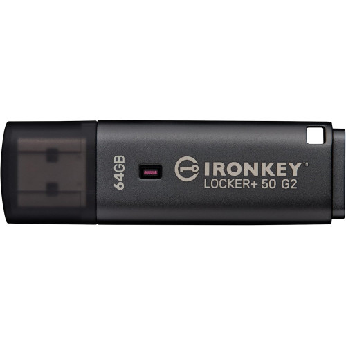 Накопичувач Kingston   64GB USB 3.2 Type-A Gen1 IronKey Locker+ 50 G2