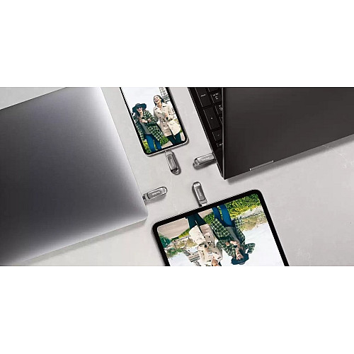 Накопичувач SanDisk  512GB USB 3.1 Type-A + Type-C Dual Drive Luxe Срібний