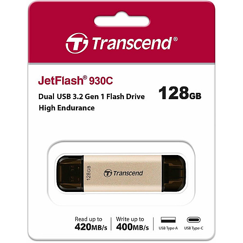 Накопитель Transcend 128GB USB 3.2 Type-A + Type-C JetFlash 930 R420/W400MB/s Черный