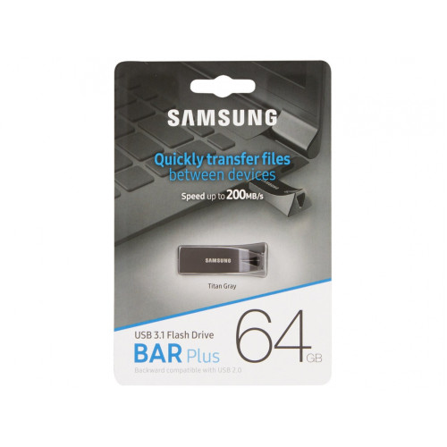 Накопичувач Samsung  64GB USB 3.1 Type-A Bar Plus  Сірий