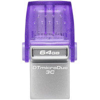 Накопитель Kingston 64GB USB 3.2 Type-A Gen1 + Type-C DT microDuo 3C R200MB/s