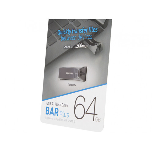 Накопичувач Samsung  64GB USB 3.1 Type-A Bar Plus  Сірий