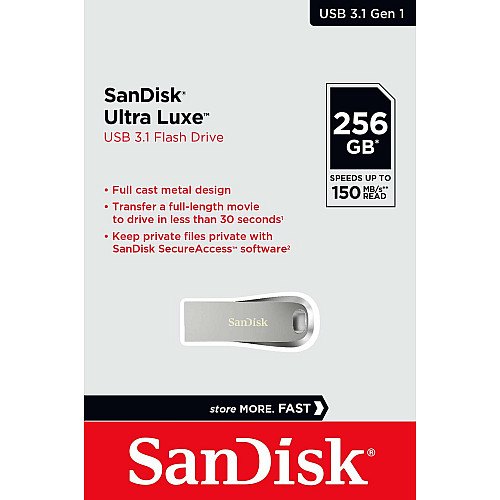 Накопичувач SanDisk  256GB USB 3.1 Type-A Ultra Luxe Срібний