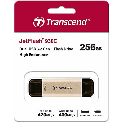 Накопитель Transcend 256GB USB 3.2 Type-A + Type-C JetFlash 930 R420/W400MB/s Черный