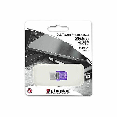 Накопичувач Kingston  256GB USB 3.2 Type-A + Type-C DT microDuo 3C R200MB/s
