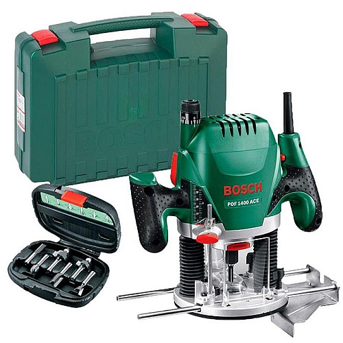 Фрезер Bosch POF 1400 1400Вт цанга 6 и 8мм 11000-28000об/мин + 6 фрез 3кг