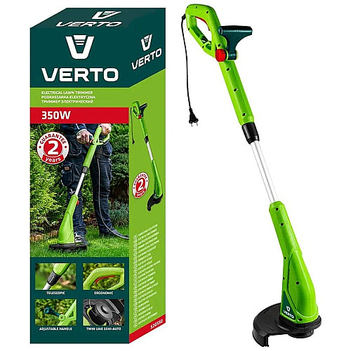 Тример садовий Verto 350Вт 25см телескопічна штанга 2.2кг