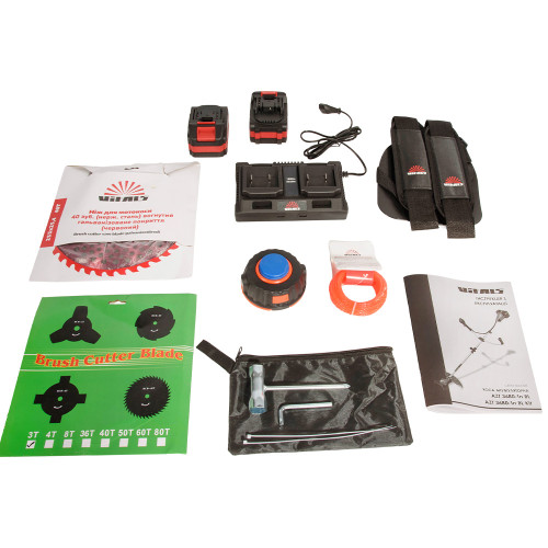 Тример садовий акумуляторний Vitals Master AZT 3680-1n BL Kit 36В(18+18) 25.5см ніж/ліска 36см 1х4А·год 4.5кг