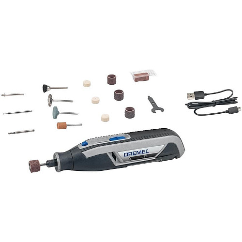 Шліфмашина шліфувально-гравірувальна акумуляторна Dremel Lite 7760-15 3.6В 1х2А·год 8000-25000об/хв 15 насадок 195см ЗП USB 0.27кг