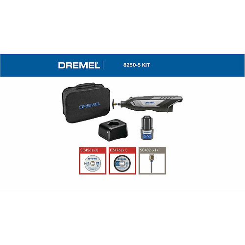 Шліфмашина шліфувально-гравірувальна акумуляторна Dremel 8250-5 12В 1х2А·год 5000-30000об/хв ЗП 0.59кг