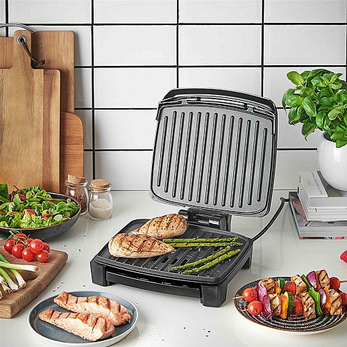 Гриль George Foreman прижимной Immersa Medium, 1300Вт, темп. режимов-1, съемные пластины, металл, пластик, черный