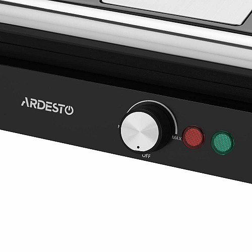 Гриль ARDESTO прижимний 1800Вт, розкриття на 180°, чорно-сріблястий