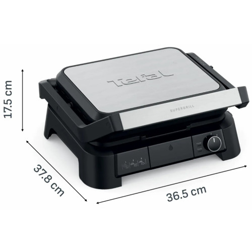 Гриль Tefal прижимний SuperGrill 4in1 2000Вт, темп. режимів-3, з`ємні пластини, метал