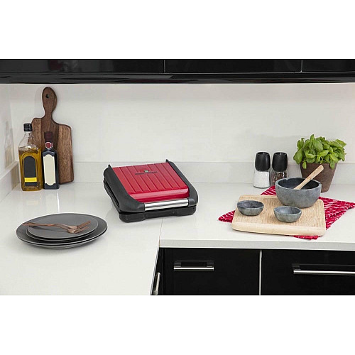 Гриль Russell Hobbs прижимной Compact Steel 1200Вт, темп. режимов-1, металл, красно-черный