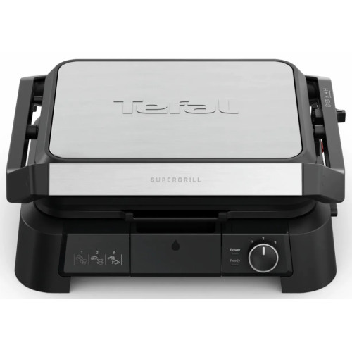 Гриль Tefal прижимний SuperGrill 4in1 2000Вт, темп. режимів-3, з`ємні пластини, метал