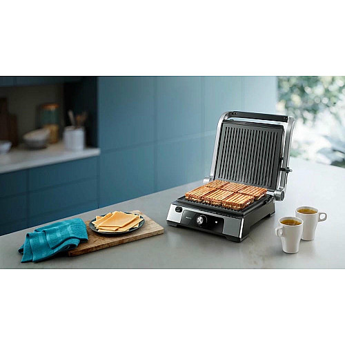 Гриль Philips прижимной Series 5000, 2200Вт, съемные пластины, раскрытие на 180°, металл