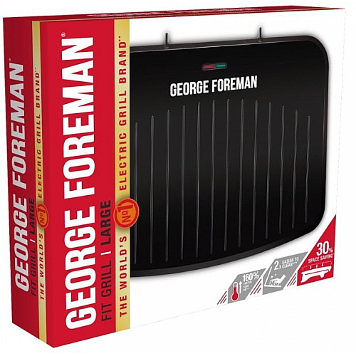 Гриль George Foreman прижимний Fit Grill Large 2400Вт, темп. режимів-1, пластик, чорний