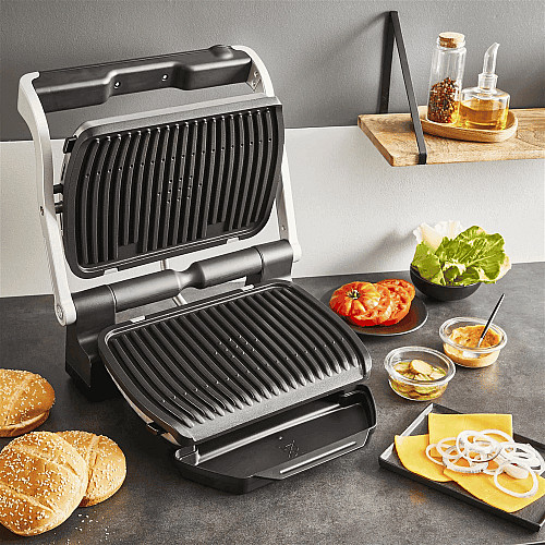 Гриль Tefal прижимной OptiGrill+ 2000Вт, темп. режимов-4, съемные пластины, алюминий, металл