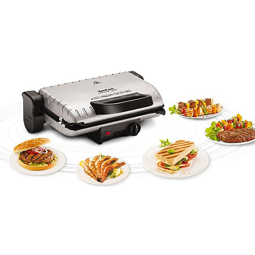Гриль Tefal прижимний MinuteGrill 1600Вт, темп. режимів-3, з`ємні пластини, розкриття на 180°, метал
