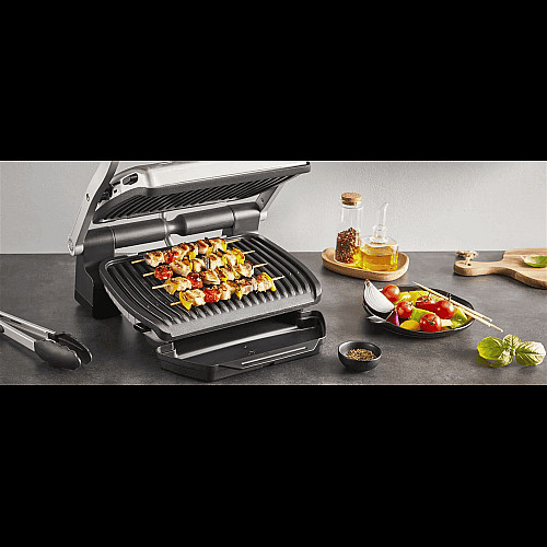 Гриль Tefal прижимной OptiGrill+ 2000Вт, темп. режимов-4, съемные пластины, алюминий, металл