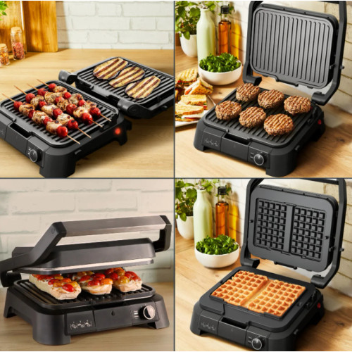 Гриль Tefal прижимний SuperGrill 4in1 2000Вт, темп. режимів-3, з`ємні пластини, метал