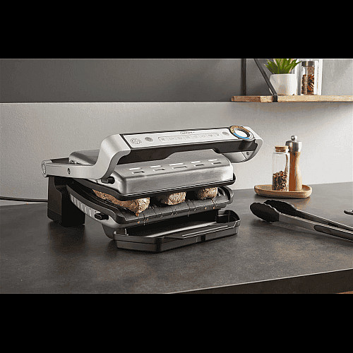 Гриль Tefal прижимной OptiGrill+ 2000Вт, темп. режимов-4, съемные пластины, алюминий, металл